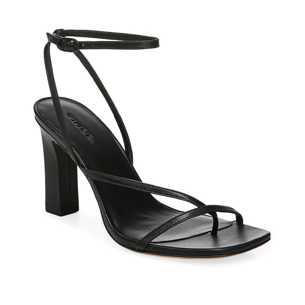 VINCE Qiana Heeled Sandals Black Leather